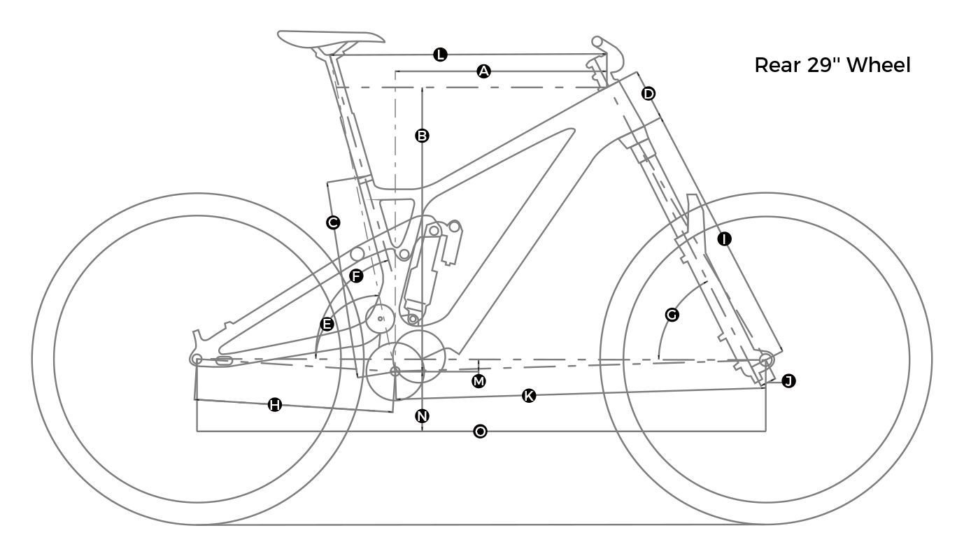 Geometry chart of teewing flux one ebikes with 29inch rear wheel